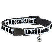 Cat Collar Breakaway - LIKE A BOSS White Black Breakaway Cat Collars Buckle-Down   