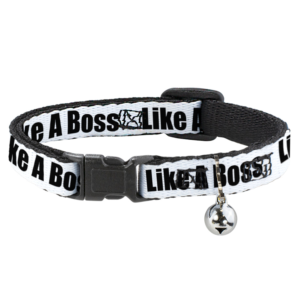 Cat Collar Breakaway - LIKE A BOSS White Black Breakaway Cat Collars Buckle-Down   