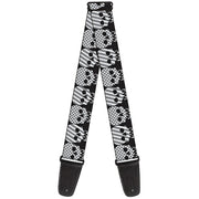 Guitar Strap - Checker & Stripe Skulls Black White Gray Guitar Straps Buckle-Down   