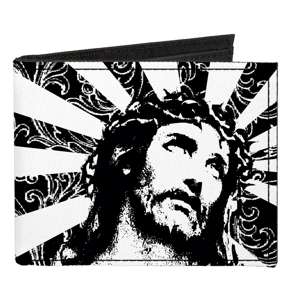 Canvas Bi-Fold Wallet - Jesus Black White Canvas Bi-Fold Wallets Buckle-Down   