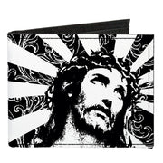 Canvas Bi-Fold Wallet - Jesus Black White Canvas Bi-Fold Wallets Buckle-Down   