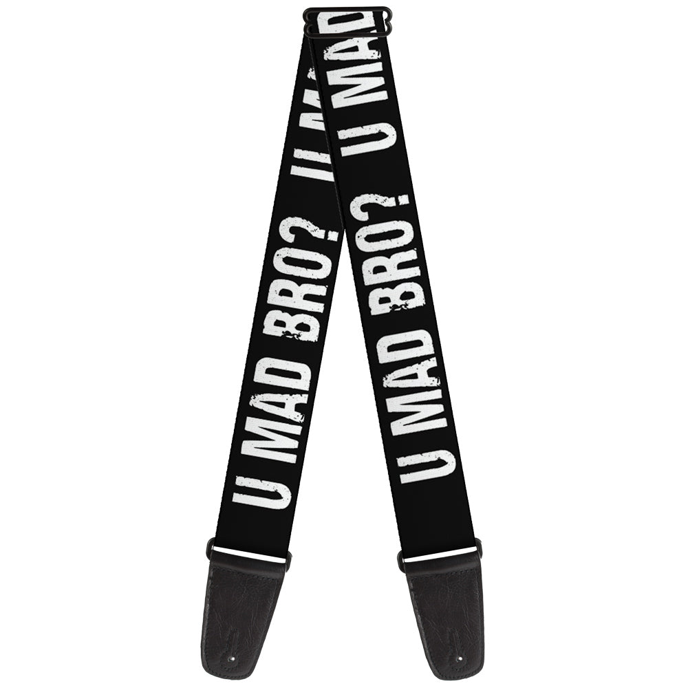 Guitar Strap - U MAD BRO? Weathered Black White Guitar Straps Buckle-Down   