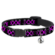 Cat Collar Breakaway - Corset Lace Up Black Fuchsia Breakaway Cat Collars Buckle-Down   