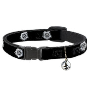 Cat Collar Breakaway - Winchester Pentagram Repeat Black White Breakaway Cat Collars Supernatural   