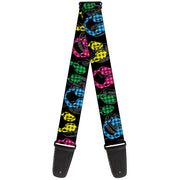 Guitar Strap - Headphones Buffalo Plaid Black Neon Guitar Straps Buckle-Down   