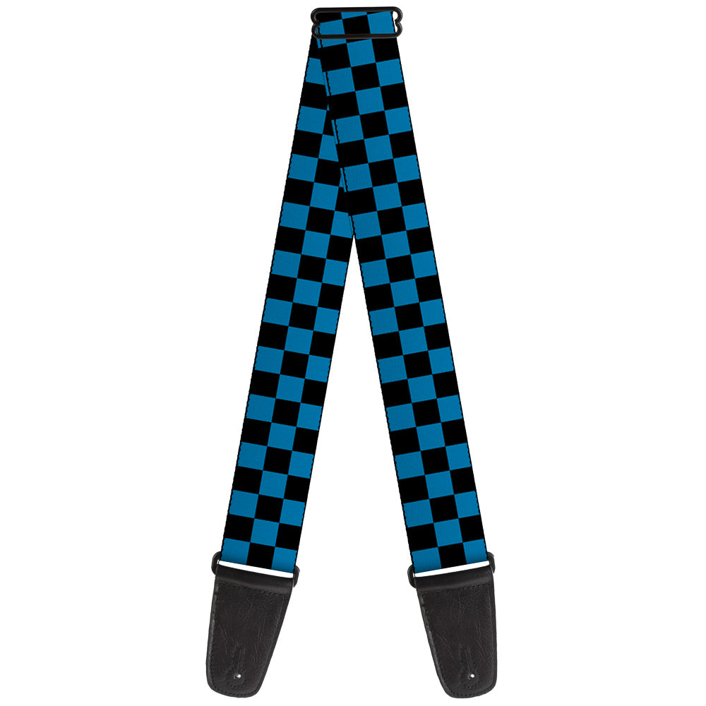 Guitar Strap - Checker Black Turquoise Guitar Straps Buckle-Down   