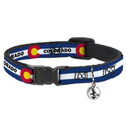 Cat Collar Breakaway - COLORADO Text Flag Blue White Red Yellow Breakaway Cat Collars Buckle-Down   