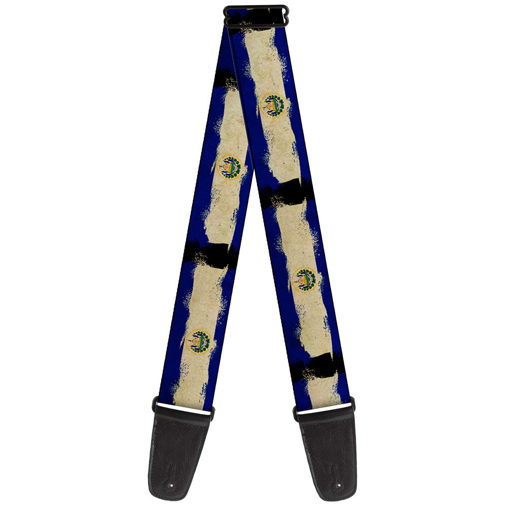 Guitar Strap - El Salvador Flag Distressed Painting Guitar Straps Buckle-Down   