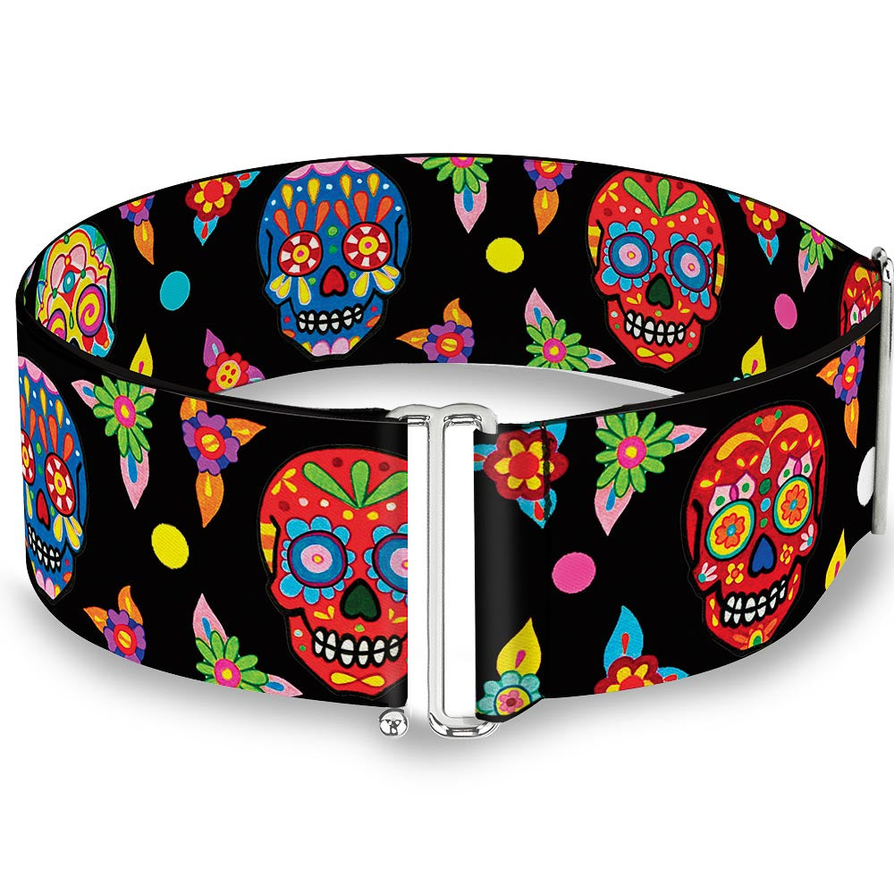 Cinch Waist Belt - Colorful Calaveras Black Multi Color Womens Cinch Waist Belts Thaneeya McArdle   