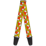 Guitar Strap - Fox Face Scattered Warm Olive Guitar Straps Buckle-Down   