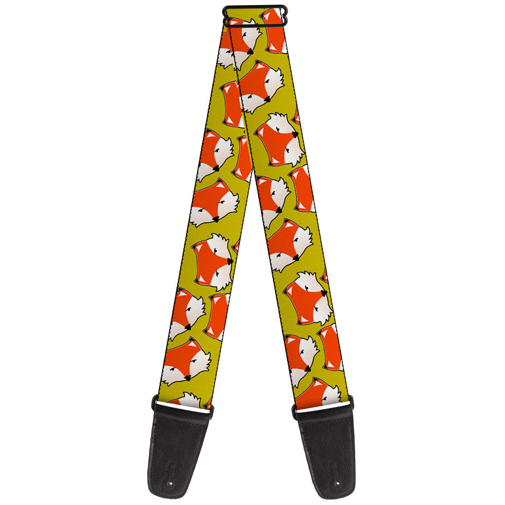 Guitar Strap - Fox Face Scattered Warm Olive Guitar Straps Buckle-Down   
