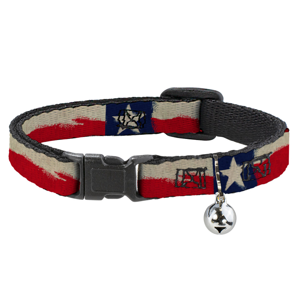 Cat Collar Breakaway - Texas Flag CLOSE-UP Distressed Painting Breakaway Cat Collars Buckle-Down   