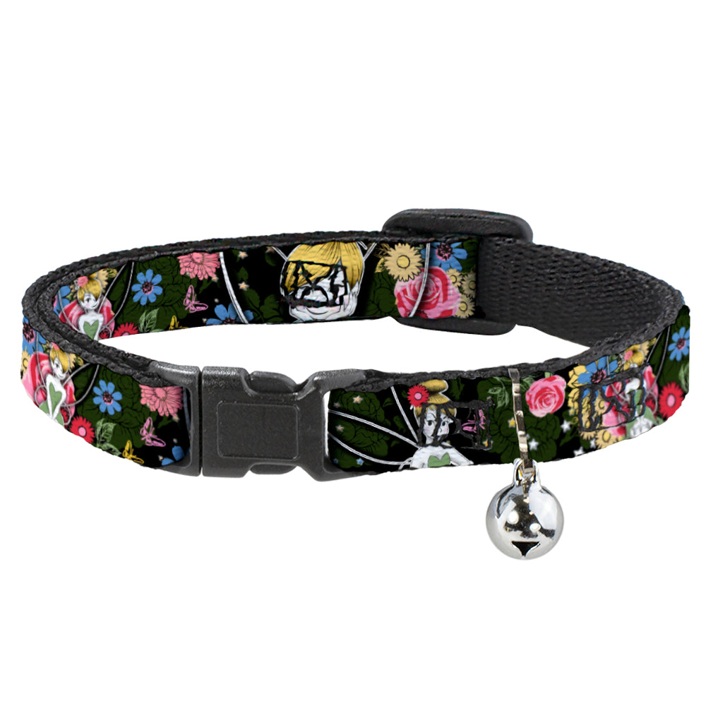 Cat Collar Breakaway - Tinker Bell Poses Sleeping Floral Collage Breakaway Cat Collars Disney   