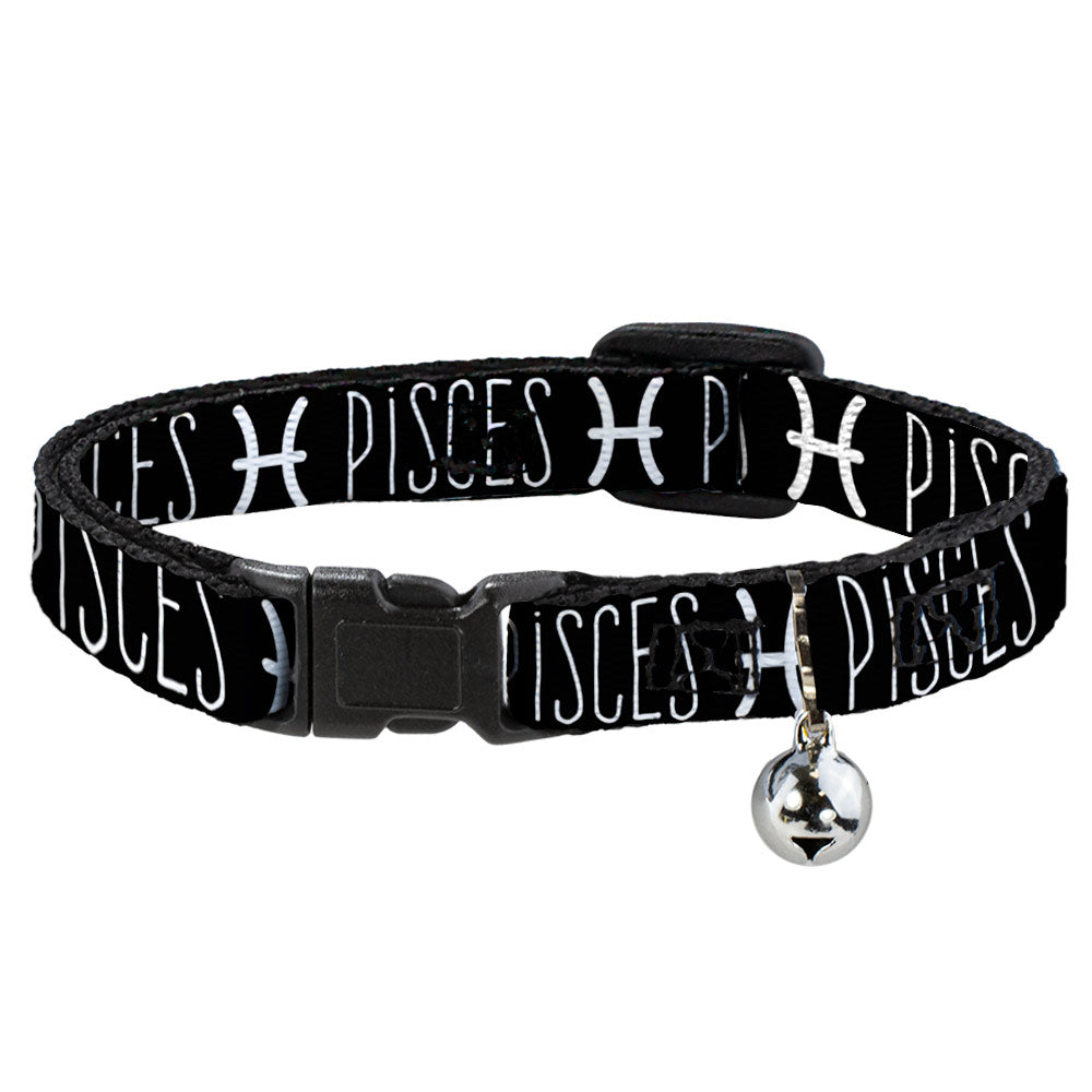 Cat Collar Breakaway - Zodiac PISCES Symbol Black White Breakaway Cat Collars Buckle-Down   