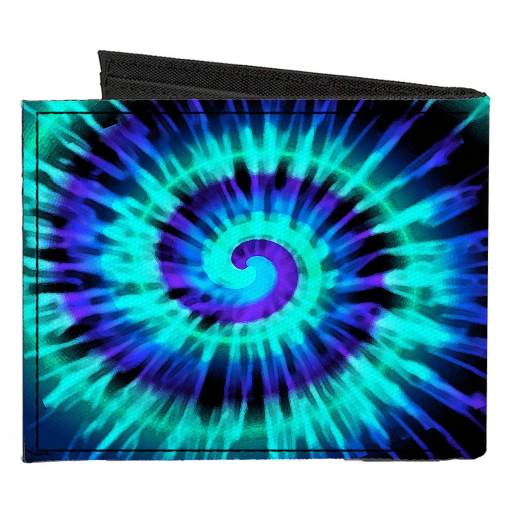 Canvas Bi-Fold Wallet - Tie Dye Spiral Blues Purples Canvas Bi-Fold Wallets Buckle-Down   