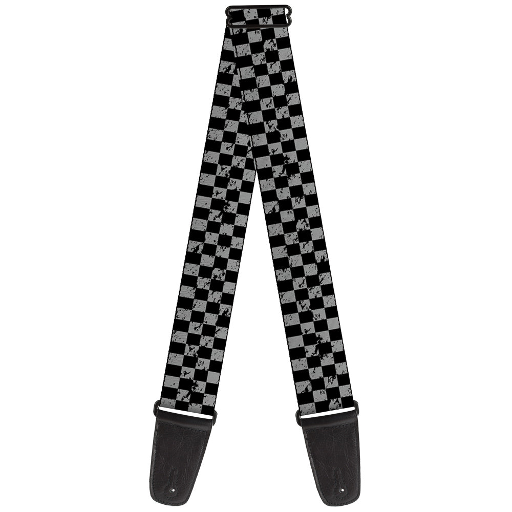 Guitar Strap - Checker Weathered Black Gray Guitar Straps Buckle-Down   