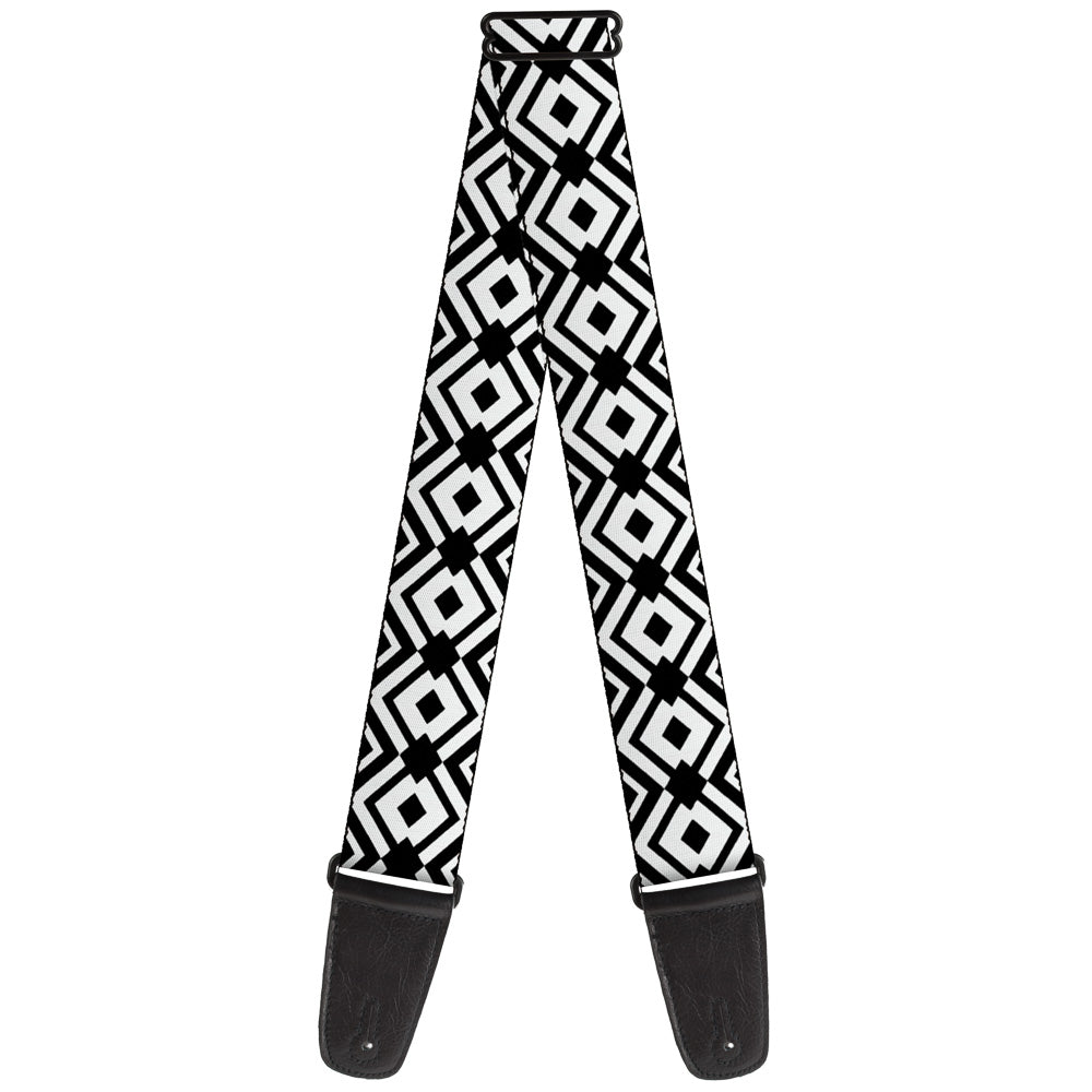 Guitar Strap - Geometric Diamond2 Black White Black Guitar Straps Buckle-Down   