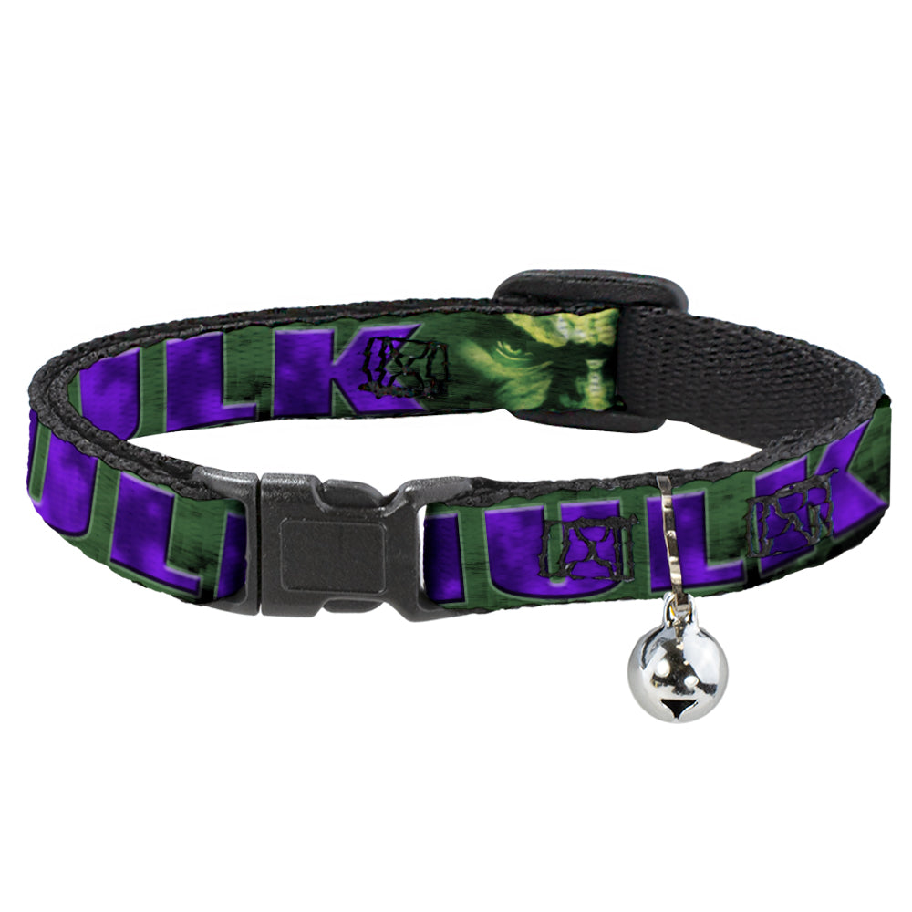 Cat Collar Breakaway - HULK Face CLOSE-UP Action Pose Greens Purples Breakaway Cat Collars Marvel Comics   