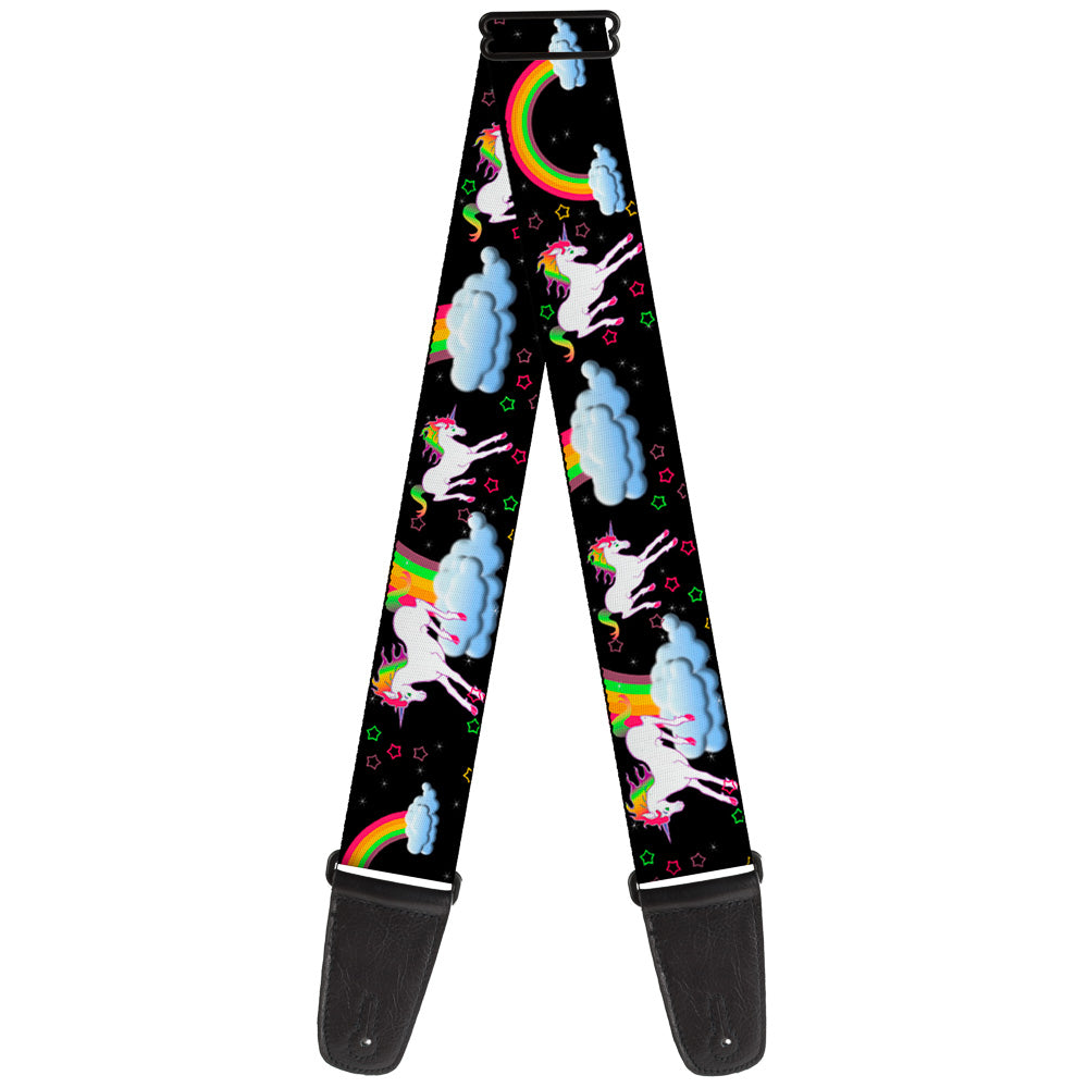 Guitar Strap - Unicorns Rainbows Stars Black Guitar Straps Buckle-Down   