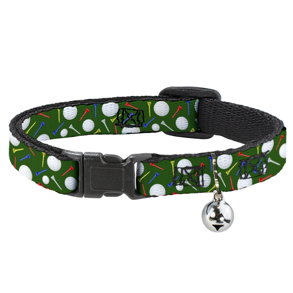 Cat Collar Breakaway - Golf Balls Tees Scattered Green Multi Color Breakaway Cat Collars Buckle-Down   