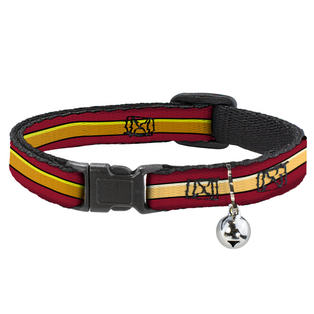 Cat Collar Breakaway - The Flash Stripe Burgundy Gold Breakaway Cat Collars DC Comics   