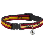 Cat Collar Breakaway - The Flash Stripe Burgundy Gold Breakaway Cat Collars DC Comics   