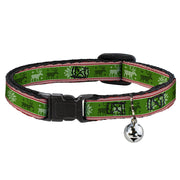 Cat Collar Breakaway - Christmas Stitch Moose Snowflakes Red Green Breakaway Cat Collars Buckle-Down   
