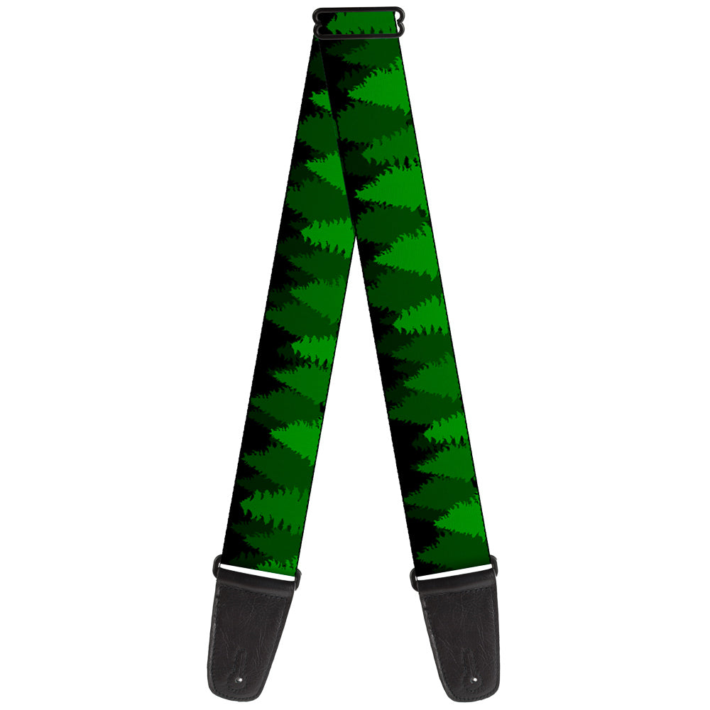 Guitar Strap - Pine Tree Silhouettes Black Greens Guitar Straps Buckle-Down   