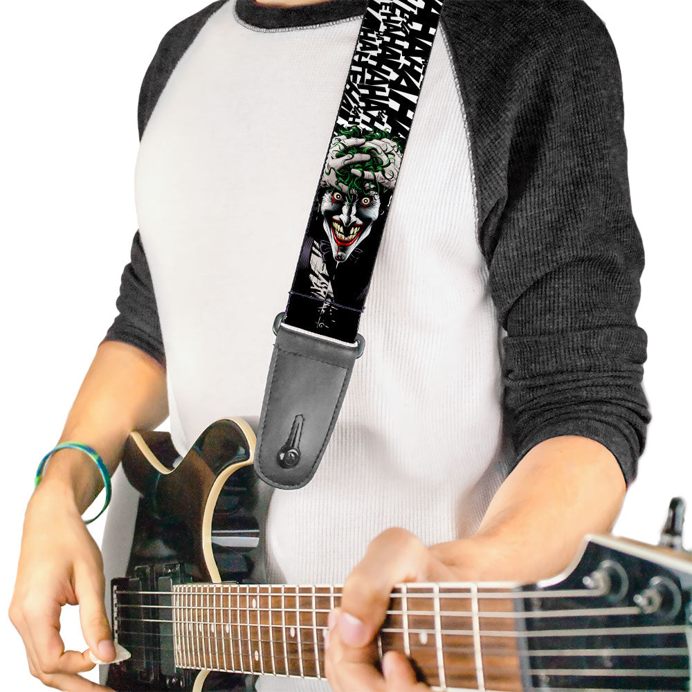 Guitar Strap - Joker The Killing Joke Holding Head Pose HAHAHA Repeat White Black Guitar Straps DC Comics   