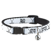 Cat Collar Breakaway with Bell - Hockey Sticks and Puck White Black Breakaway Cat Collars Buckle-Down   