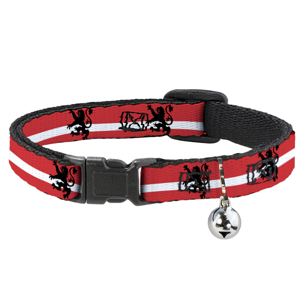 Cat Collar Breakaway - Rampant Lion Repeat Stripes Red White Black Breakaway Cat Collars Buckle-Down   