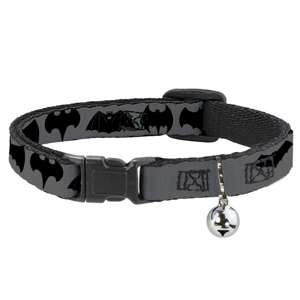 Cat Collar Breakaway - Bat Logo Transitions Gray Black Breakaway Cat Collars DC Comics   