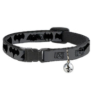 Cat Collar Breakaway - Bat Logo Transitions Gray Black Breakaway Cat Collars DC Comics   