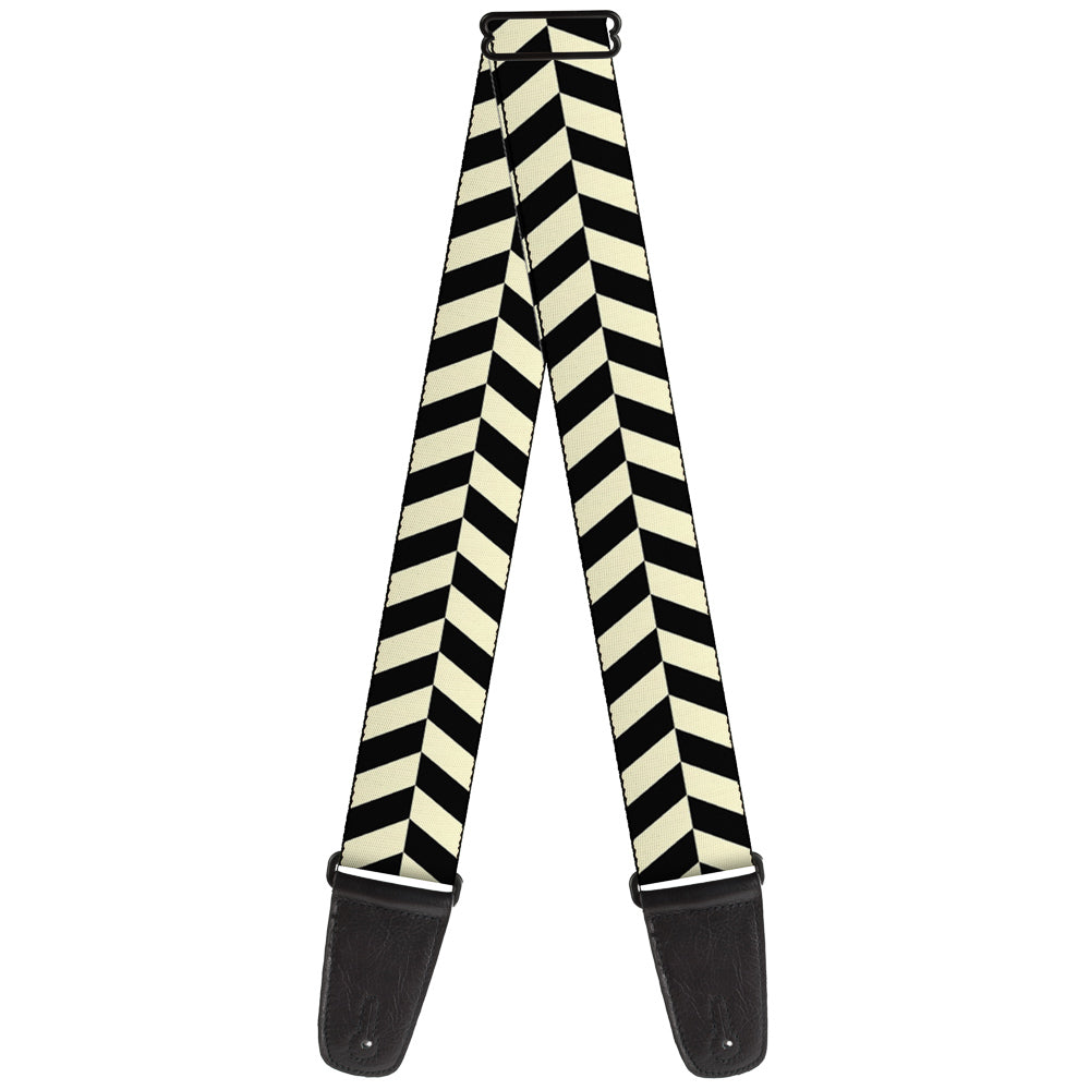 Guitar Strap - Rhombus Split Cream Black Guitar Straps Buckle-Down   