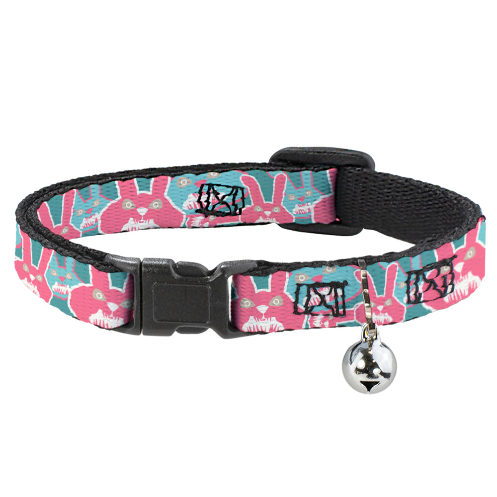 Cat Collar Breakaway - Angry Bunnies Turquoise Pinks Breakaway Cat Collars Buckle-Down   