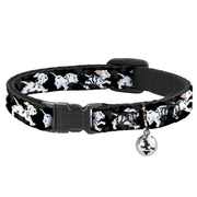 Cat Collar Breakaway - Dalmatians Running Paws Black Gray White Black Breakaway Cat Collars Disney   