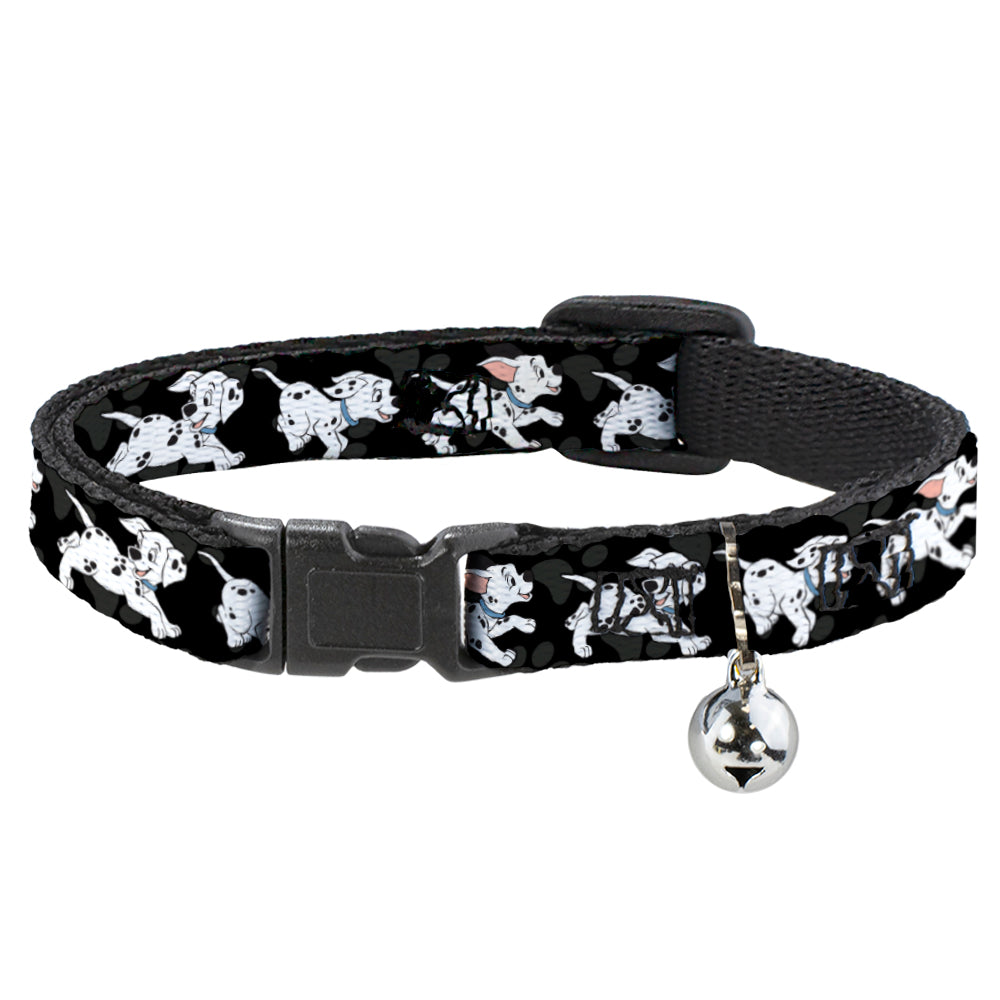 Cat Collar Breakaway - Dalmatians Running Paws Black Gray White Black Breakaway Cat Collars Disney   