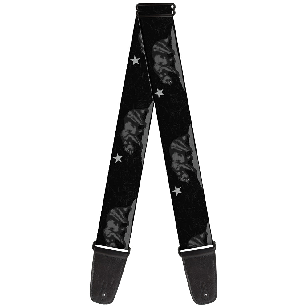 Guitar Strap - Cali Bear Black Grays Guitar Straps Buckle-Down   
