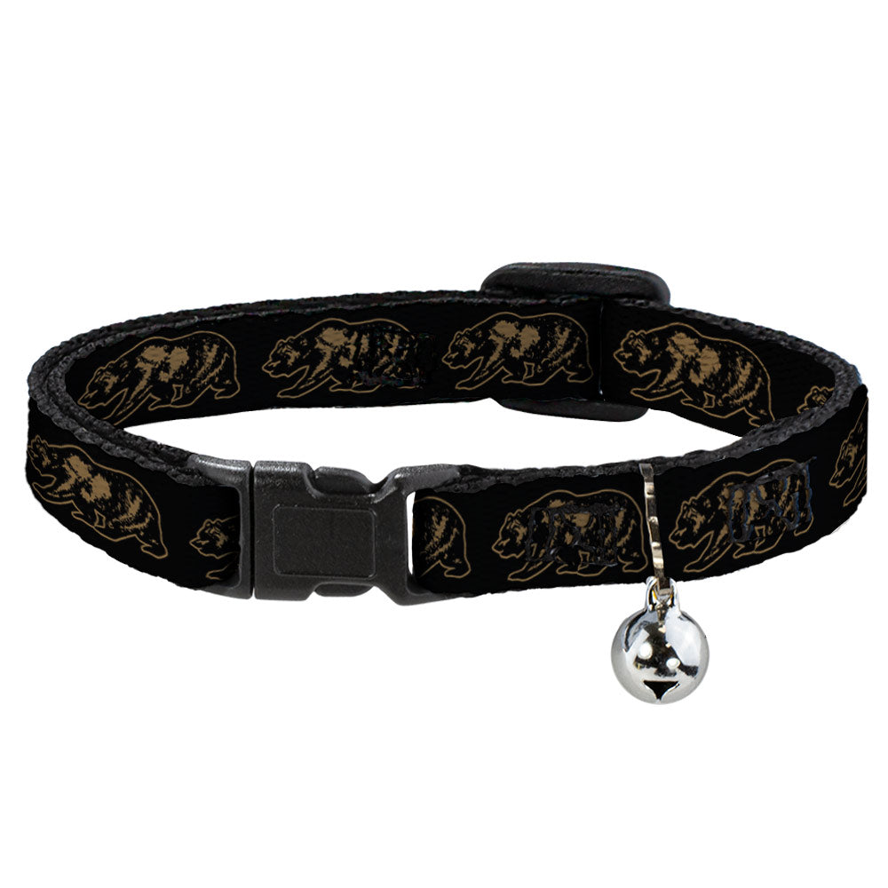 Cat Collar Breakaway - California Grizzly Bear Outline Black Brown Breakaway Cat Collars Buckle-Down   