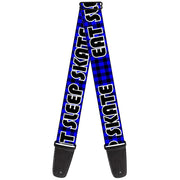 Guitar Strap - EAT SLEEP SKATE Buffalo Plaid Blue Guitar Straps Buckle-Down   