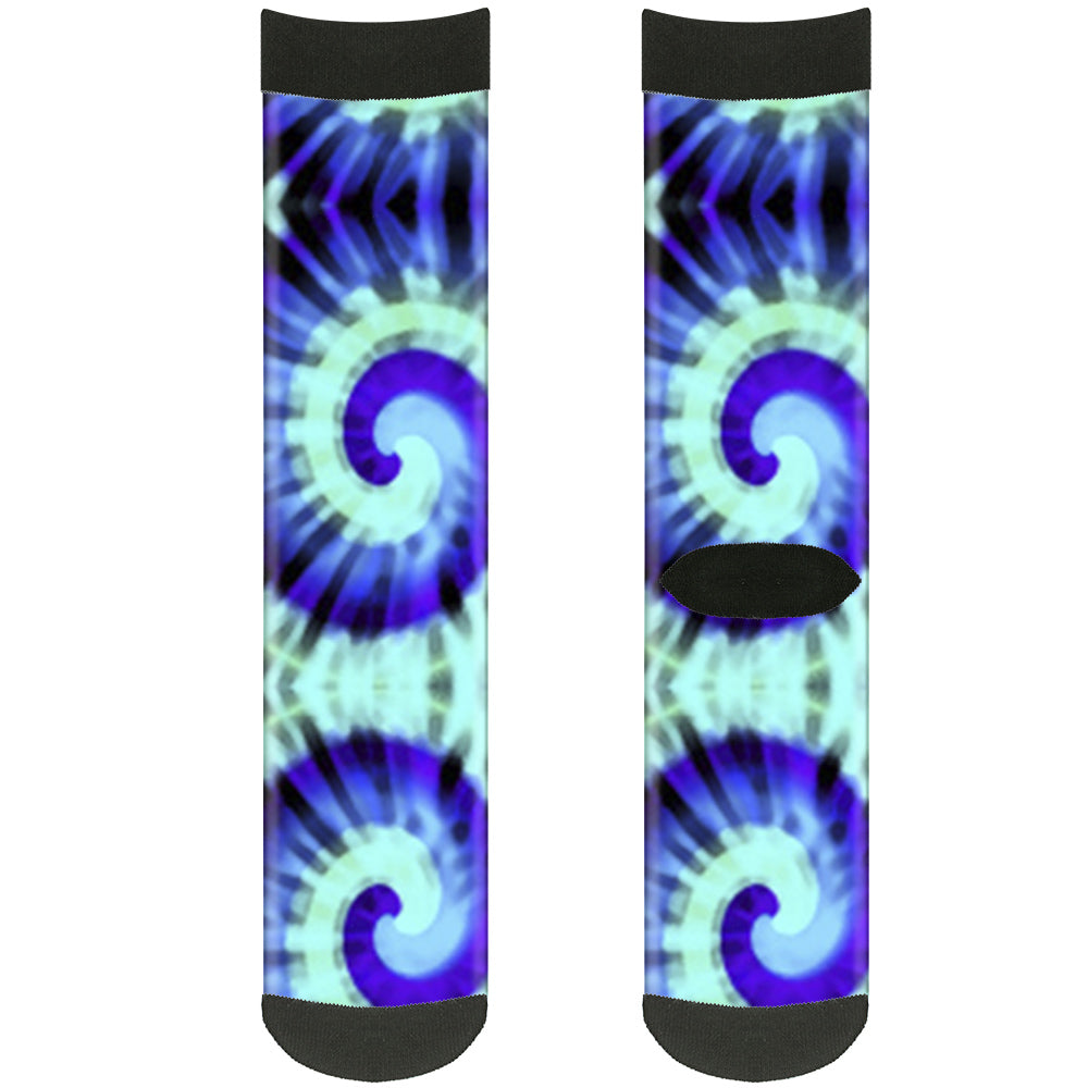 Sock Pair - Polyester - Tie Dye Swirl Purples Blues - CREW Socks Buckle-Down   