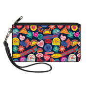 Canvas Zipper Wallet - SMALL - The Suicide Squad 2021 Harley Quinn Badges Stacked Black Multi Color Canvas Zipper Wallets DC Comics   