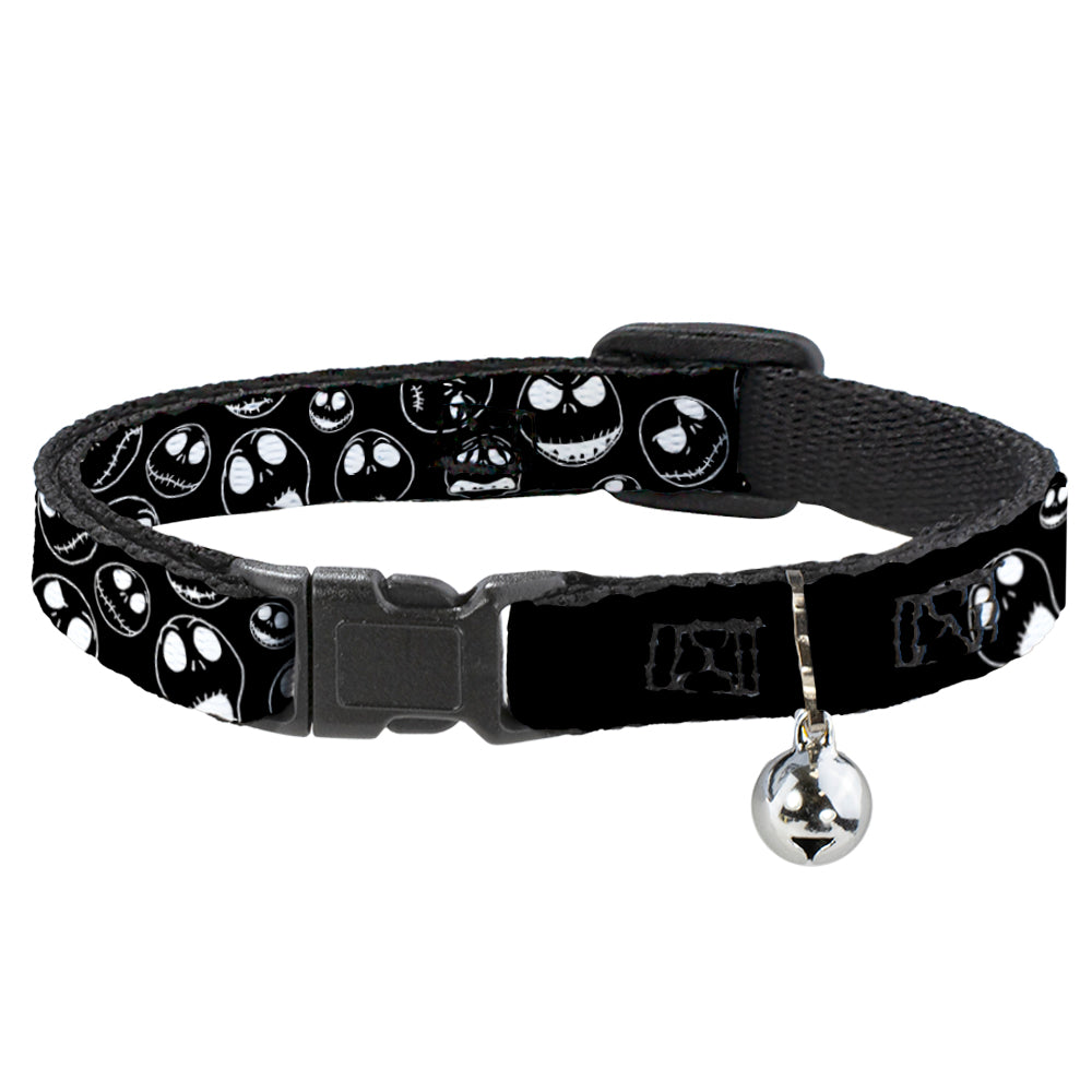 Cat Collar Breakaway - Jack Outline Expressions Scattered Black White Breakaway Cat Collars Disney   