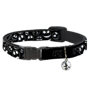 Cat Collar Breakaway - Jack Outline Expressions Scattered Black White Breakaway Cat Collars Disney   