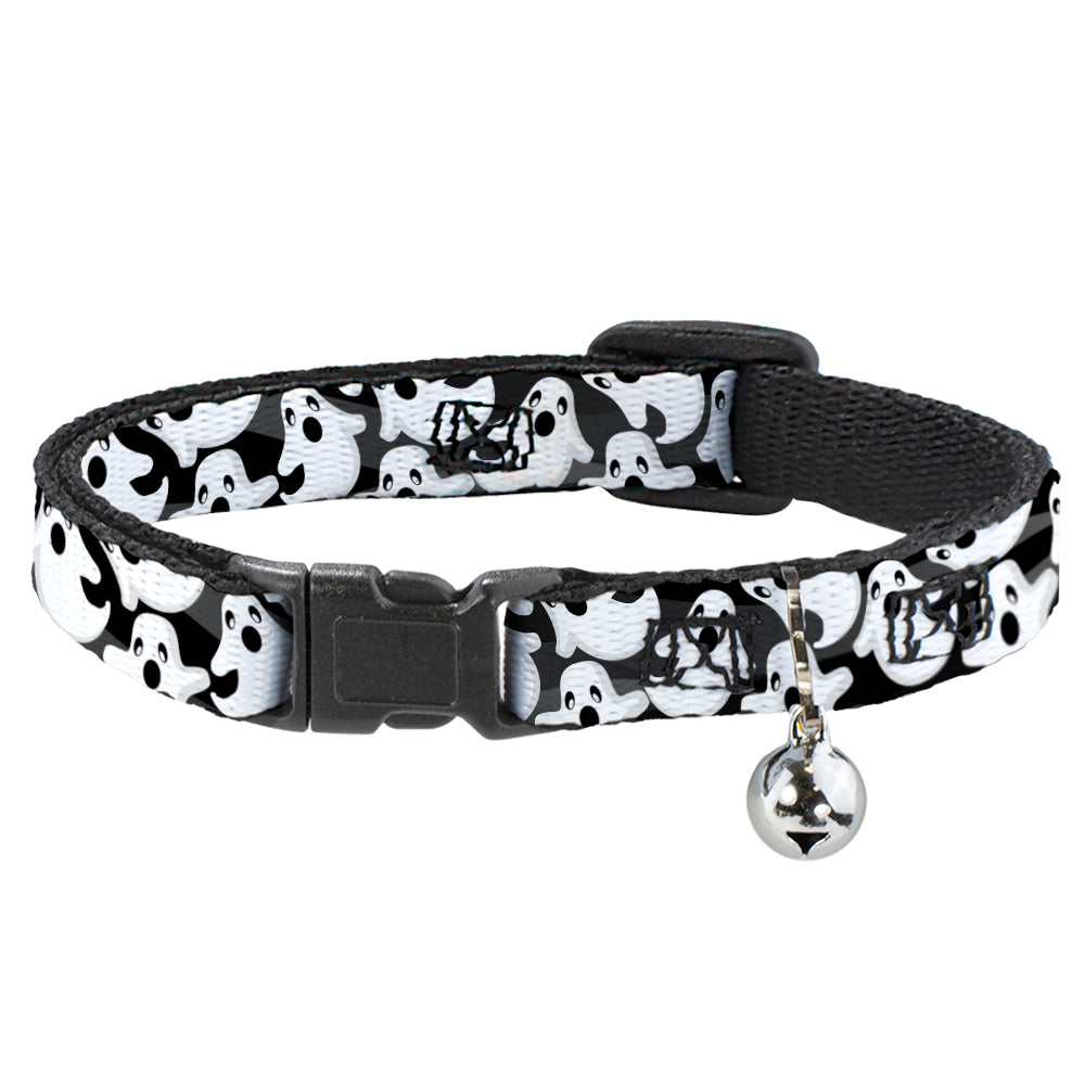 Cat Collar Breakaway - Ghosts Scattered Black White Breakaway Cat Collars Buckle-Down   