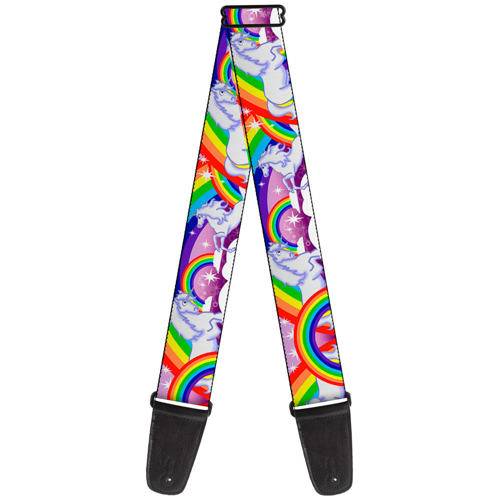 Guitar Strap - Unicorns in Rainbows w Sparkles Purple Guitar Straps Buckle-Down   