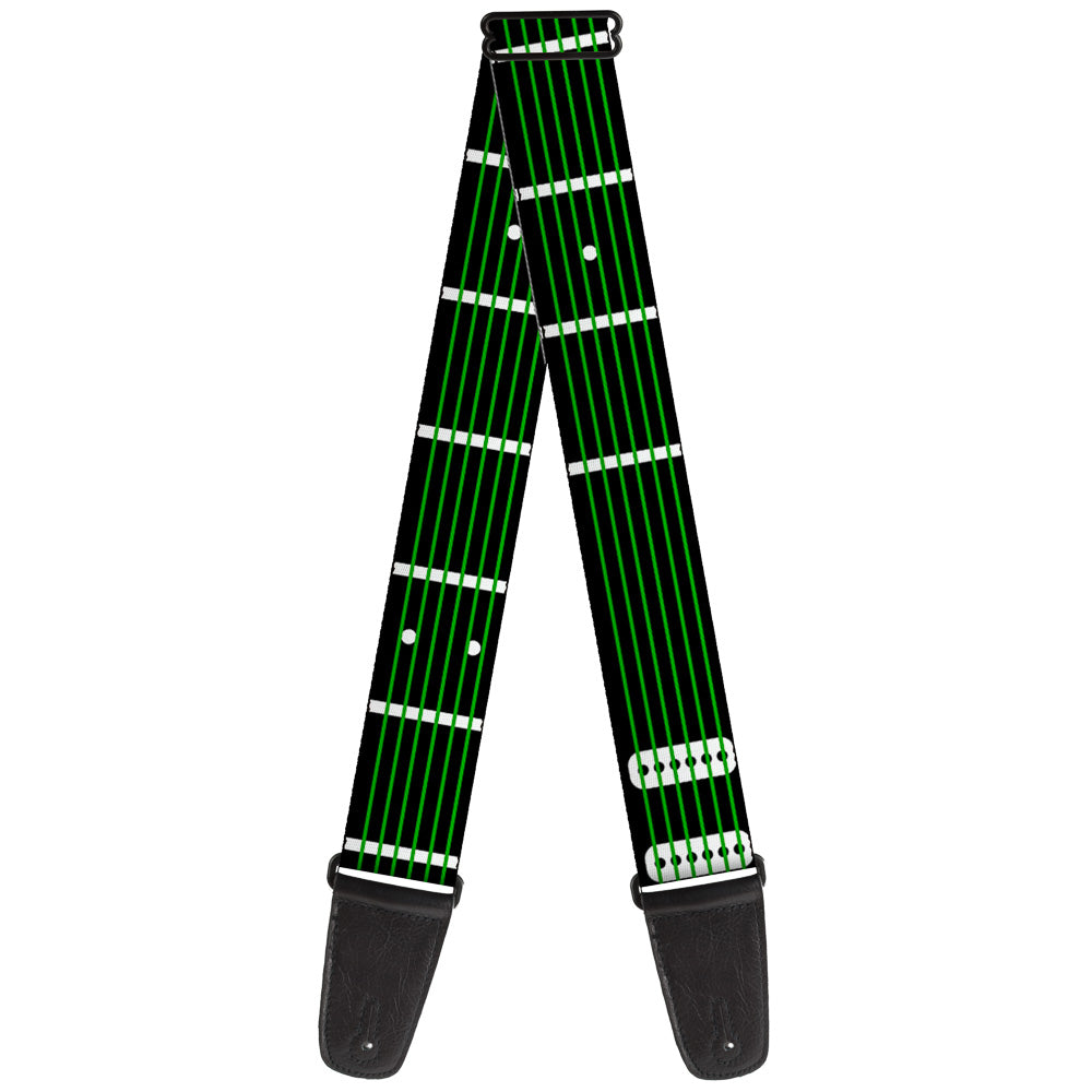 Guitar Strap - Guitar Neck Black White Lime Green Guitar Straps Buckle-Down   