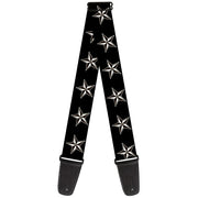 Guitar Strap - Nautical Star Black White Guitar Straps Buckle-Down   