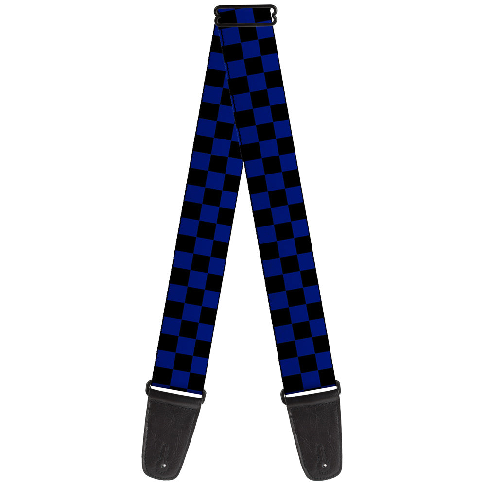Guitar Strap - Checker Black Blue Guitar Straps Buckle-Down   