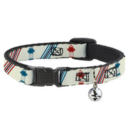 Cat Collar Breakaway - Fire Hydrants Stripes Tan Blues Reds Breakaway Cat Collars Buckle-Down   